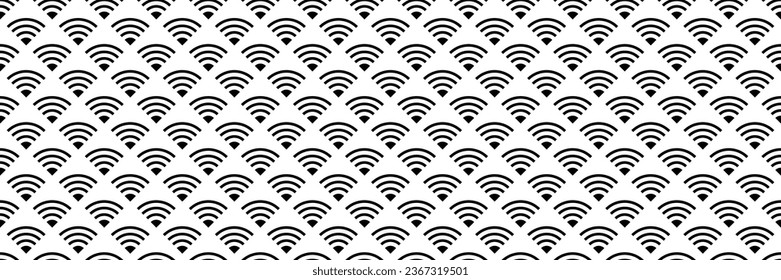 horizontal black wifi signal design for pattern and background.