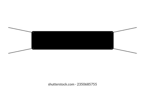 Horizontal blank banner with 4 holes and ropes in silhouette icon style. Vector illustration of election and voting design element in trendy style. Editable graphic resources for many purposes.