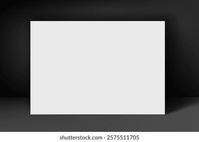 Horizontal blank board on dark background. 3d vector mockup