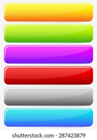 Horizontal blank button, banner backgrounds. Set of more colors. Web, print design elements. Vector.