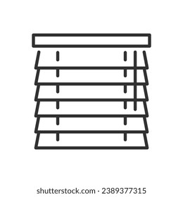 Horizontal blinds with rope, linear icon. Line with editable stroke