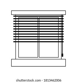 horizontal blinds window frame decoration isolated icon line style vector illustration