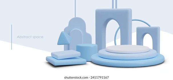 Horizontal blauer Hintergrund für die Produktpräsentation. Vorlagentext für Preisnachlässe
