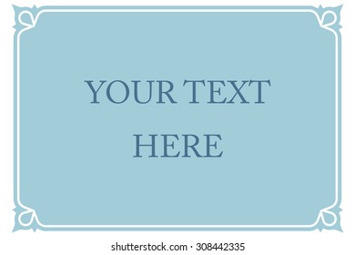 Horizontal blue border frame deco. Vector art simple line corner signboard