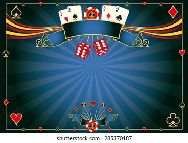 Horizontal blue Casino. A casino horizontal background for your pad or your screen
