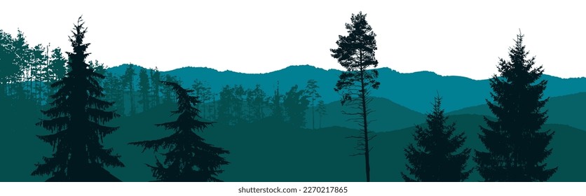Horizontal blue graphic landscape. Vector illustration