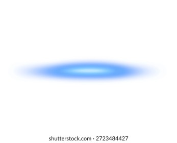 horizontal blue light flare with glow and shine on transparent background, PNG