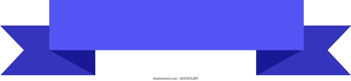 Horizontal blue ribbon banner with folded ends waving in the wind, isolated on a white background, perfect for adding a touch of elegance and celebration to any design