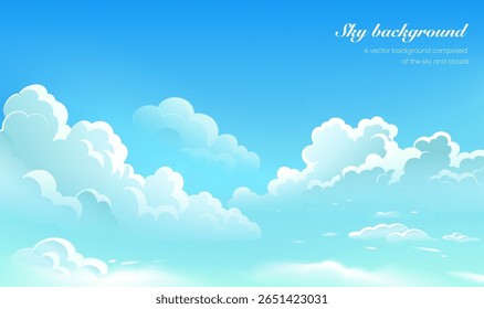 Horizontal blue sky and white cloud background