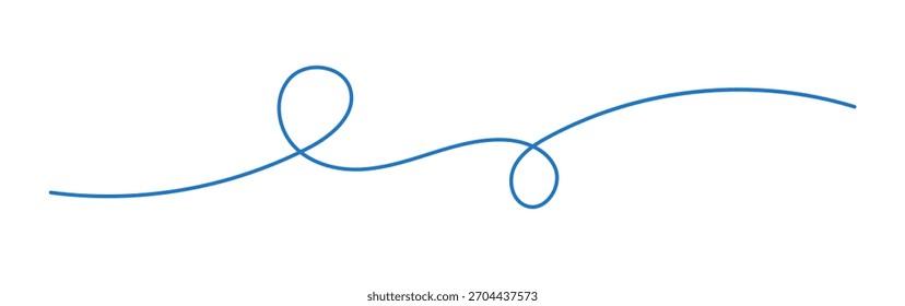 Línea azul Horizontal del remolino, ilustración simple decorativa del Vector, elemento abstracto del diseño