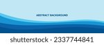 Horizontal blue water wave background. Abstract wavy water background with text copy space. Deep sea or Ocean wave pattern for banners, posters and background. Flat vector illustration
