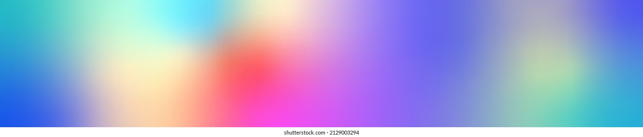 Horizontal blurred blue background. Bright multi-colored gradient with a red color spot. Vector illustration of futuristic flowing spots.