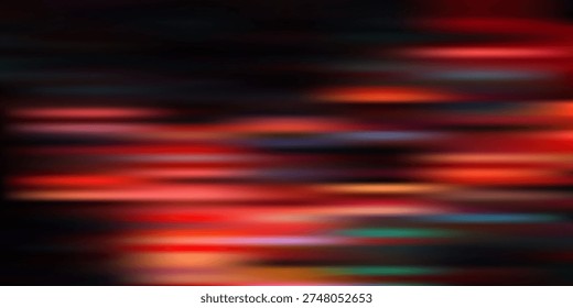 Horizontal blurred lines orange, green, brown, pink, red, yellow, blue. Abstract blurred background. Web banner.
