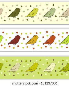 Horizontal  border with birds