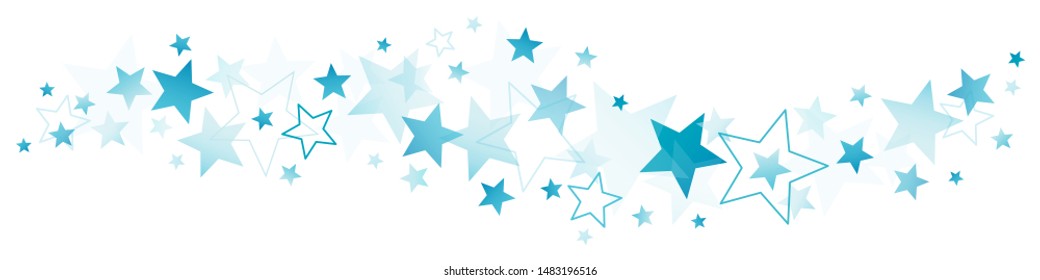 Horizontal Border Of Blue Big And Little Stars