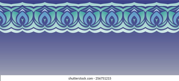 Horizontal border of blue waves.