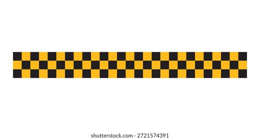 Horizontal border with checkered black and yellow pattern. Police or taxi car print. Background with repeated squares. Vector flat illustration.