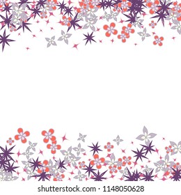 Horizontal border from confetti flowers. Abstract vector illustration. Dynamic colored celebration background with confetti floral elements for holiday decoration, paper packaging, textile , covers.