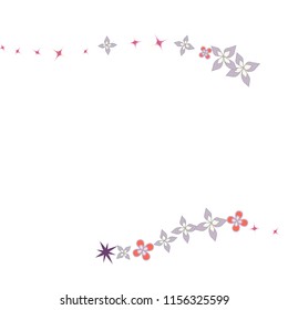 Horizontal border from Confetti Flowers Isolated. Scattered floral elements. Abstract Confetti Background  for holiday decorations, paper packaging, textile  design, covers.