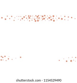 Horizontal border from confetti stars. Isolated gradient stellar elements. Copper metal shine. Festive iridescent holographic shine effect vector template for celebration decorations, posters.