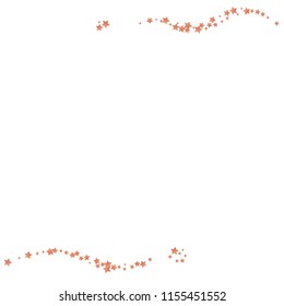 Horizontal border from confetti stars. Isolated gradient stellar elements. Copper metal shine. Iridescent glitter festive  celebration vector  template for celebration decorations, posters.