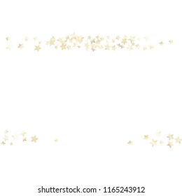 Horizontal border from confetti stars.  Isolated gradient stellar elements. Pearl nacre shine. Holiday celebration luminous vector template for celebration decorations, packaging.