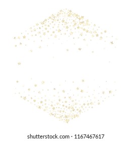 Horizontal border from confetti stars.  Isolated gradient celestial elements. Pearl nacre shine. Holiday celebration luminous vector template for celebration decorations, packaging.