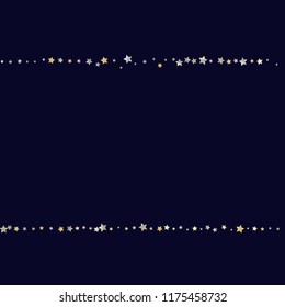 Horizontal border from confetti stars. Isolated gradient stellar elements. Yellow pearl nacre gloss. Iridescent glitter festive  celebration vector  template for celebration decorations