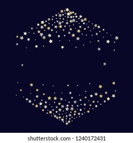 Horizontal border from confetti stars. Isolated gradient stellar elements. Yellow pearl nacre glitter. Iridescent glitter festive  celebration vector  template for celebration decorations