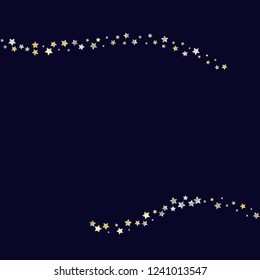 Horizontal border from confetti stars. Isolated gradient stellar elements. Yellow pearl nacre shine. Iridescent glitter festive  celebration vector  template for celebration decorations