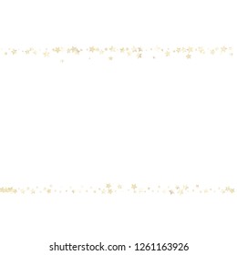 Horizontal border from confetti stars.  Isolated gradient stellar elements. Pearl nacre gloss. Festive iridescent holographic effect vector template for celebration decorations, packaging.