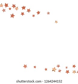 Horizontal border from confetti stars. Isolated gradient stellar elements. Copper metal shine. Festive iridescent holographic shine effect vector template for celebration decorations, posters.