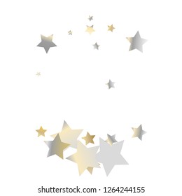 Horizontal border from confetti stars. Isolated gradient stellar elements. Yellow pearl nacre glitter. Iridescent glitter festive  celebration vector  template for celebration decorations