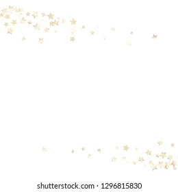 Horizontal border from confetti stars.  Isolated gradient stellar elements. Pearl nacre shine. Holiday celebration luminous vector template for celebration decorations, packaging.