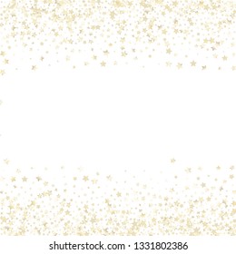 Horizontal border from confetti stars.  Isolated gradient stellar elements. Pearl nacre glitter. Holiday celebration luminous vector template for celebration decorations, packaging.