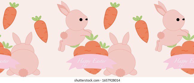 horizontal border with cute little bunnies and carrots,perfect to use on the web or in print