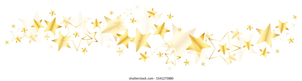Horizontal Border Different Big And Little Golden Shiny Stars