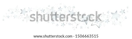 Horizontal Border Different Big And Little Shiny Silver Stars
