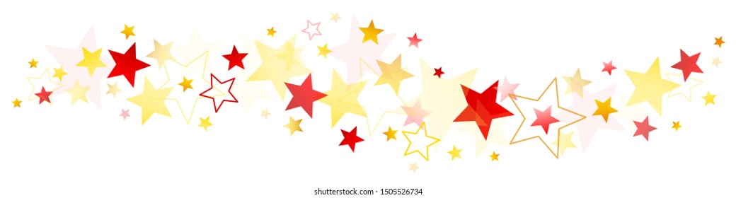 Horizontal Border Different Golden Yellow And Red Stars