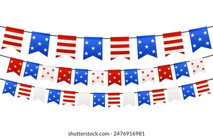 Horizontal border with flags for Independence day holiday design