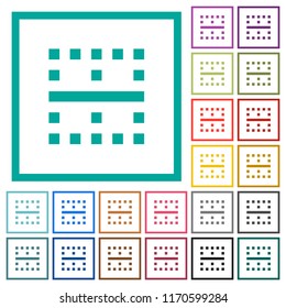 Horizontal border flat color icons with quadrant frames on white background