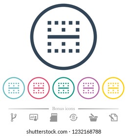 Horizontal border flat color icons in round outlines. 6 bonus icons included.