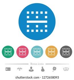 Horizontal border flat white icons on round color backgrounds. 6 bonus icons included.
