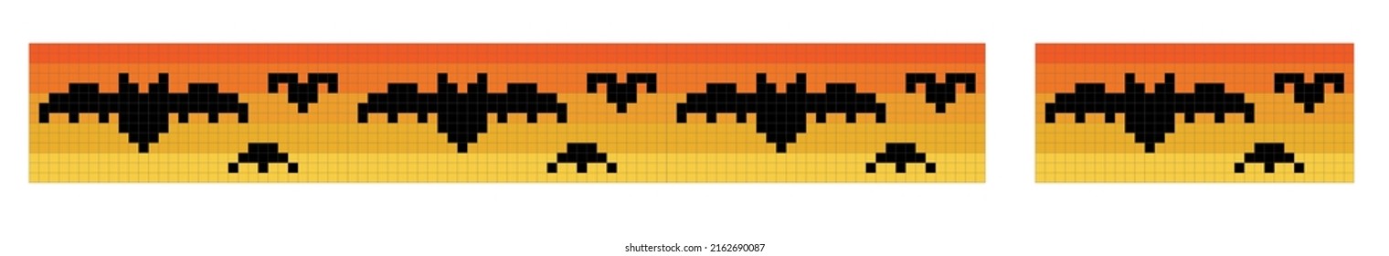 Horizontale Grenze mit fliegenden Fledermäusen. Das Programm für Stickereien oder Bauklappen. Halloween-Dekoration