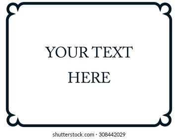 Horizontal border frame deco. Vector art simple line corner signboard
