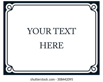 Horizontal border frame deco. Vector art simple line corner signboard