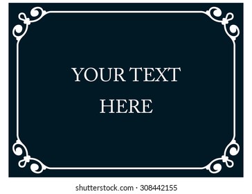 Horizontal border frame deco. Vector art simple line corner signboard