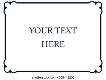 Horizontal border frame deco. Vector art simple line corner signboard