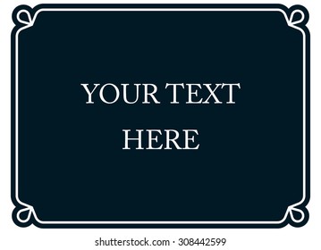 Horizontal border frame deco. Vector art simple line corner signboard