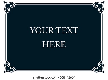 Horizontal border frame deco. Vector art simple line corner signboard